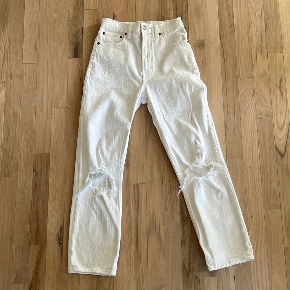 Abercrombie & Fitch ankle crop straight white jean 25